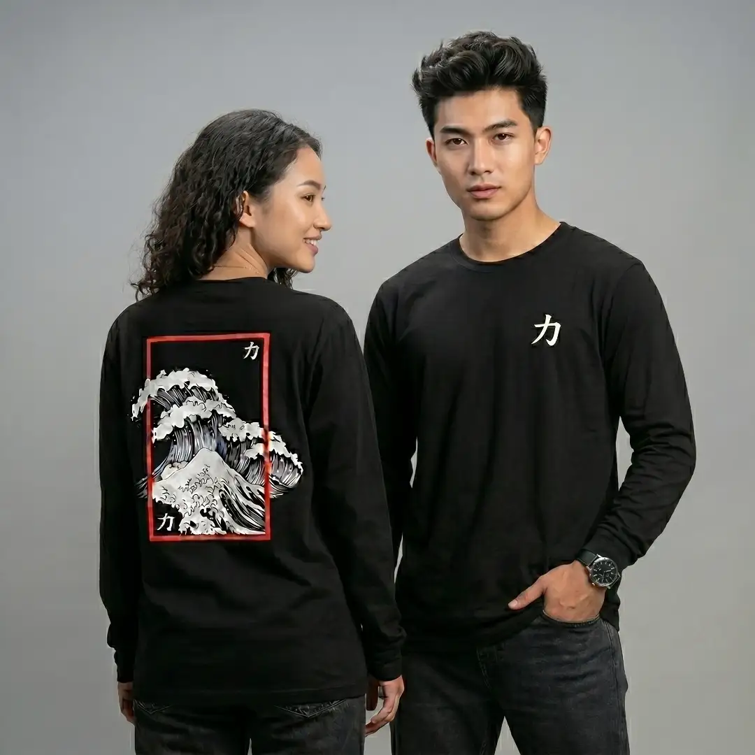 XLNC Nami Print Long Sleeve Tee | Great Wave - Buy Online in Nepal