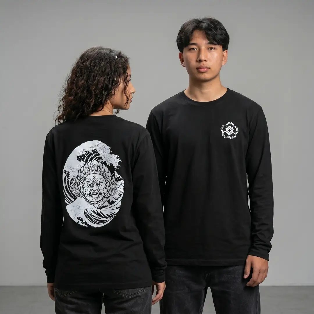 XLNC Nami Print Long Sleeve Tee | Great Wave - Buy Online in Nepal